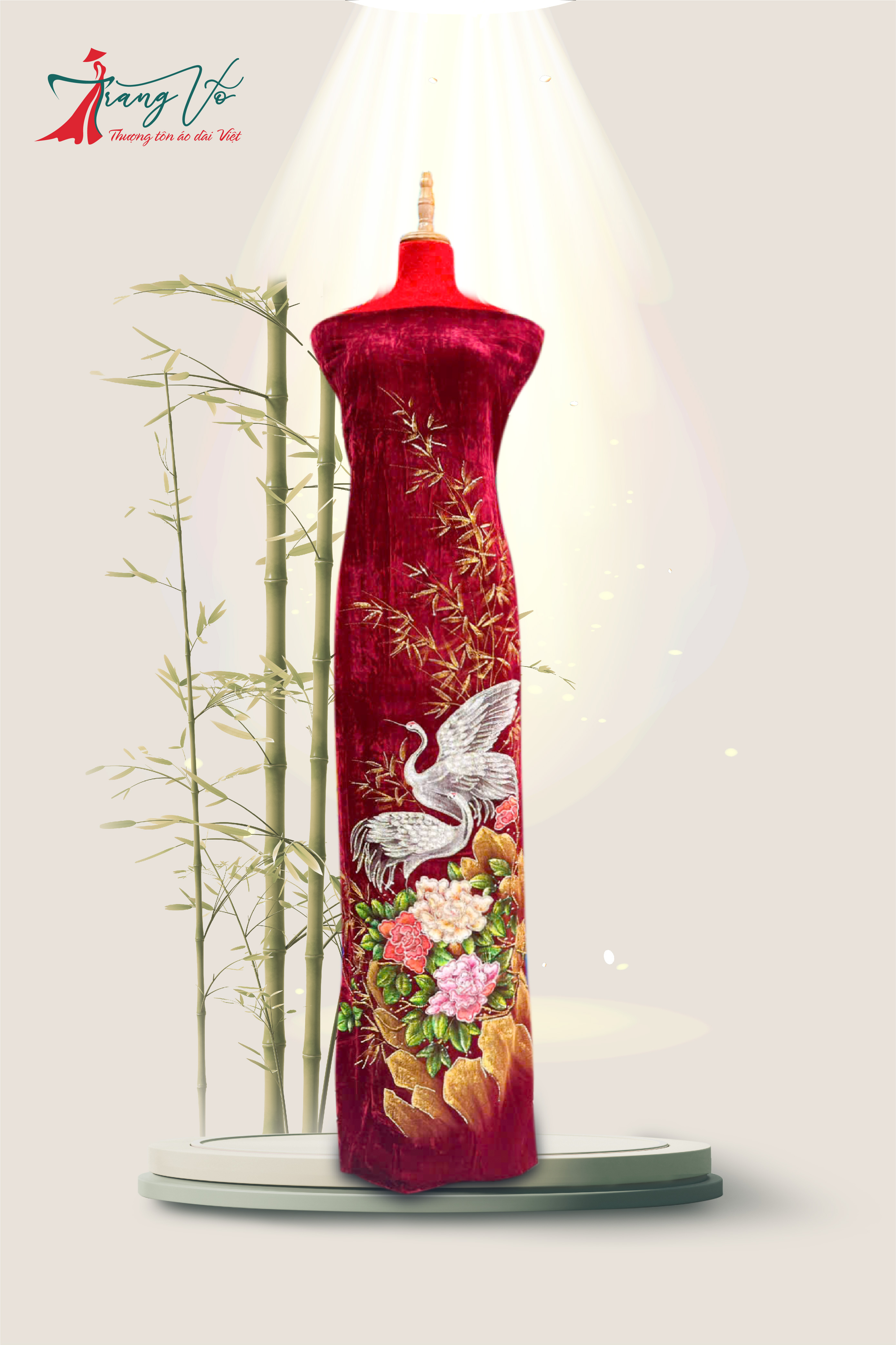 NHUNG TUYẾT VẼ CHIM HẠC ÉP ĐÁ CAO CẤP #02112405